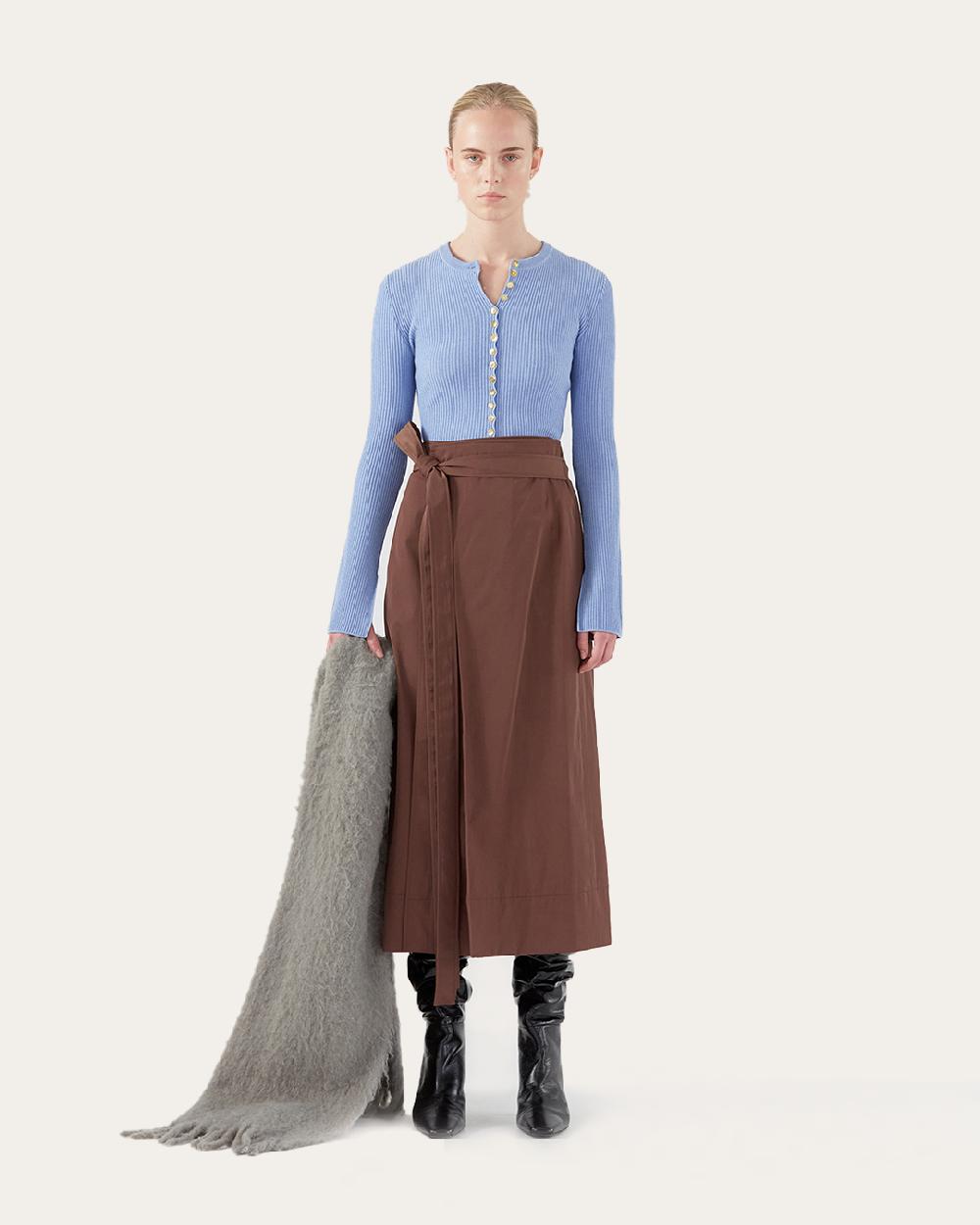 rejina pyo Isra Skirt Cotton Blend Twill Brown