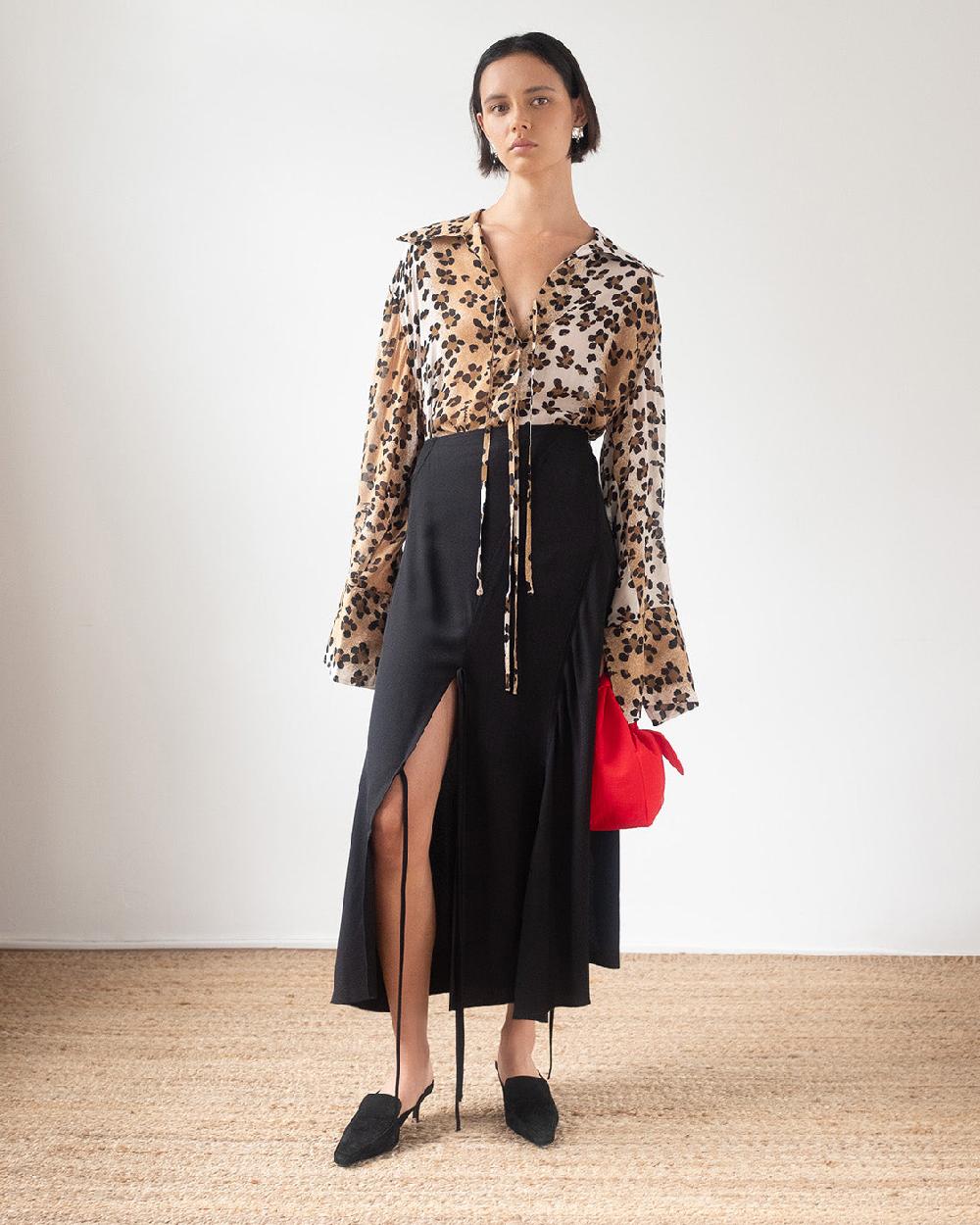 rejina pyo Joey Skirt Crepe Twill Viscose Black