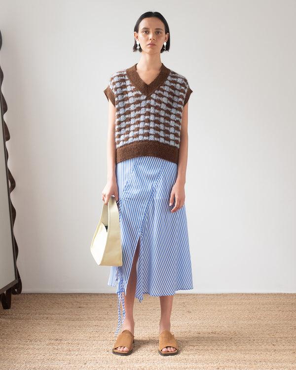 Rejina Pyo Joey Skirt Satin Stripe Blue