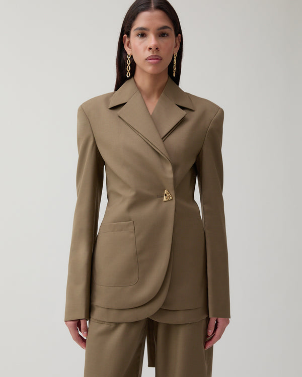 Rejina Pyo Johanna Blazer Wool Blend Olive
