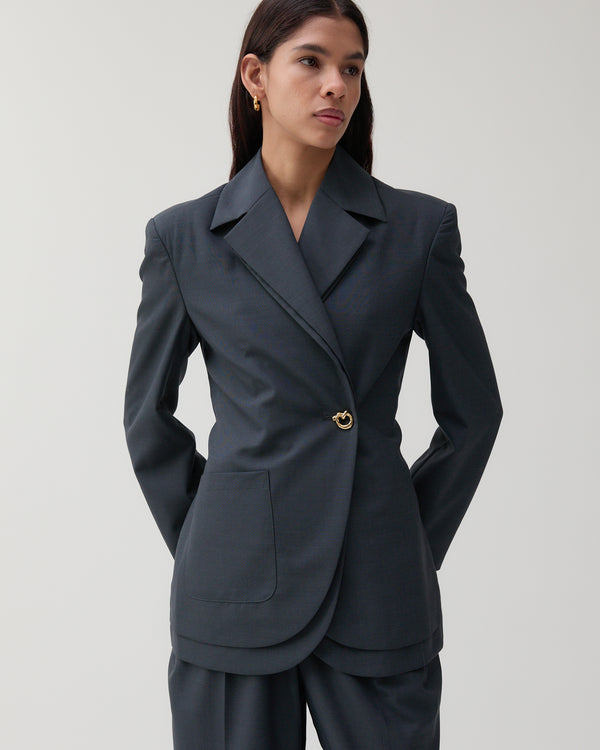 Rejina Pyo Johanna Blazer Wool Blend Suiting Slate
