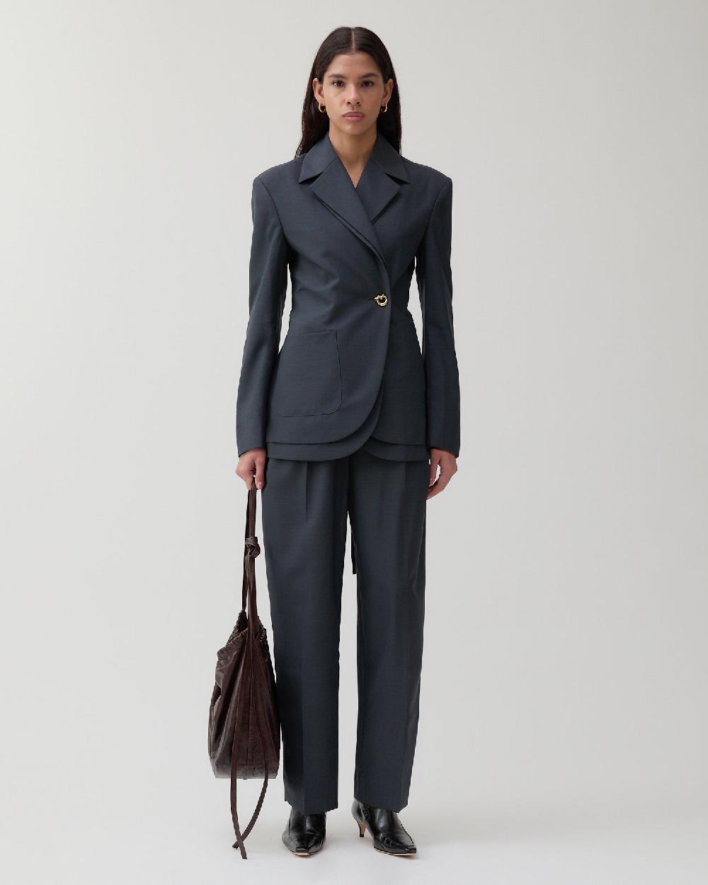 rejina pyo Johanna Blazer Wool Blend Suiting Slate