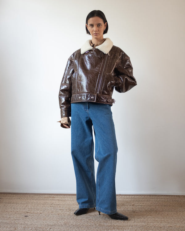 Rejina Pyo Jordan Jacket Shearling Brown