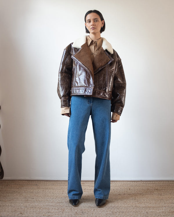 Rejina Pyo Jordan Jacket Shearling Brown