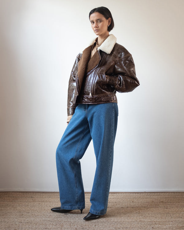 Rejina Pyo Jordan Jacket Shearling Brown