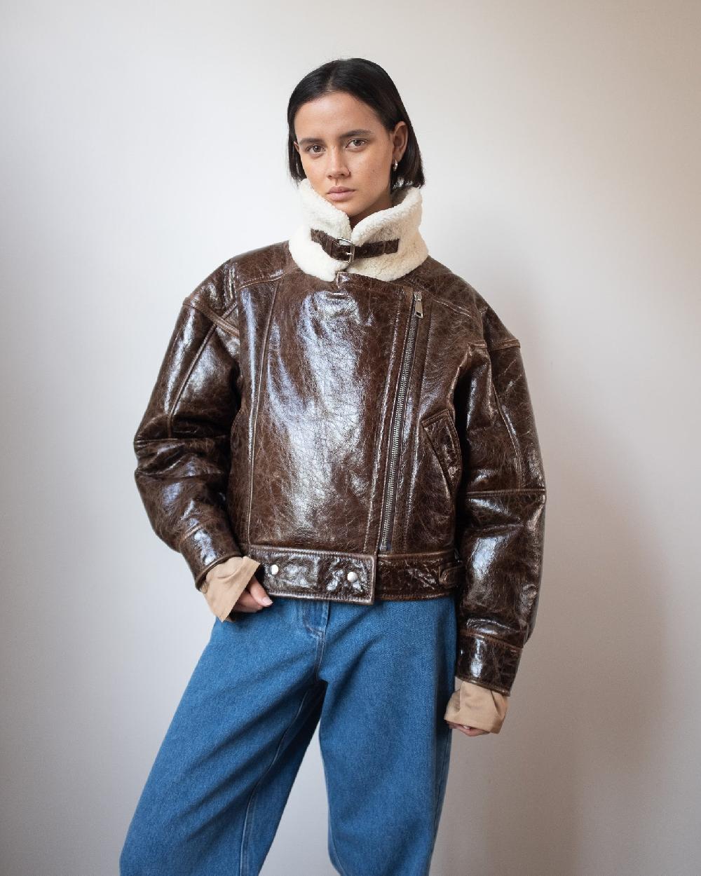 rejina pyo Jordan Jacket Shearling Brown