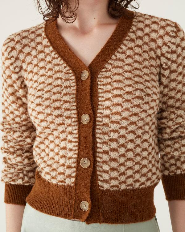 Rejina Pyo Jules Cardigan Alpaca Blend Cream + Brown