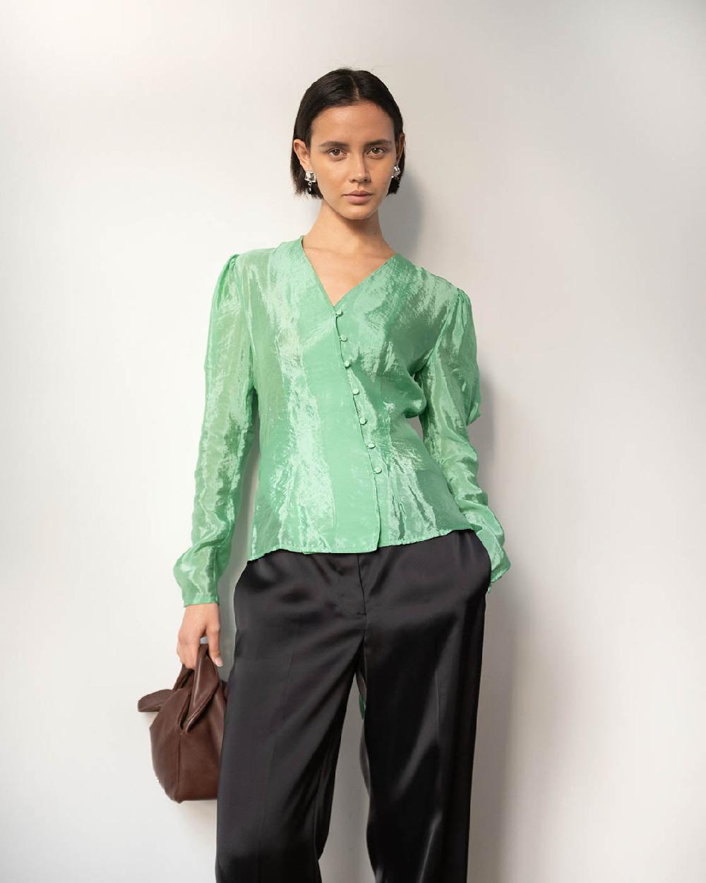 rejina pyo Julie Blouse Viscose Blend Jade