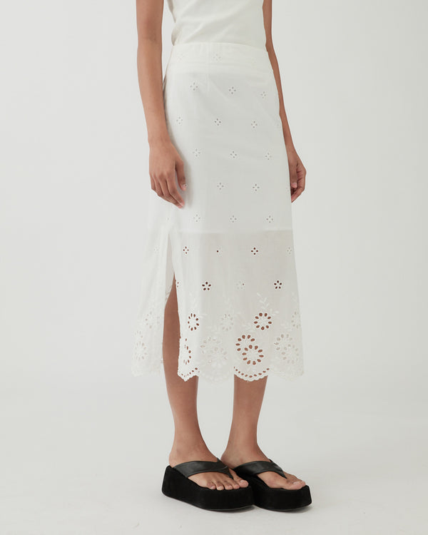 Rejina Pyo Justine Skirt Cotton Embroidery White
