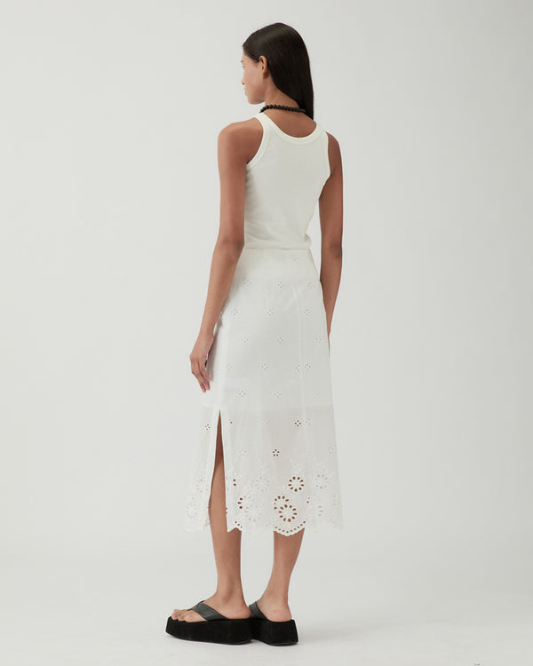 Rejina Pyo Justine Skirt Cotton Embroidery White