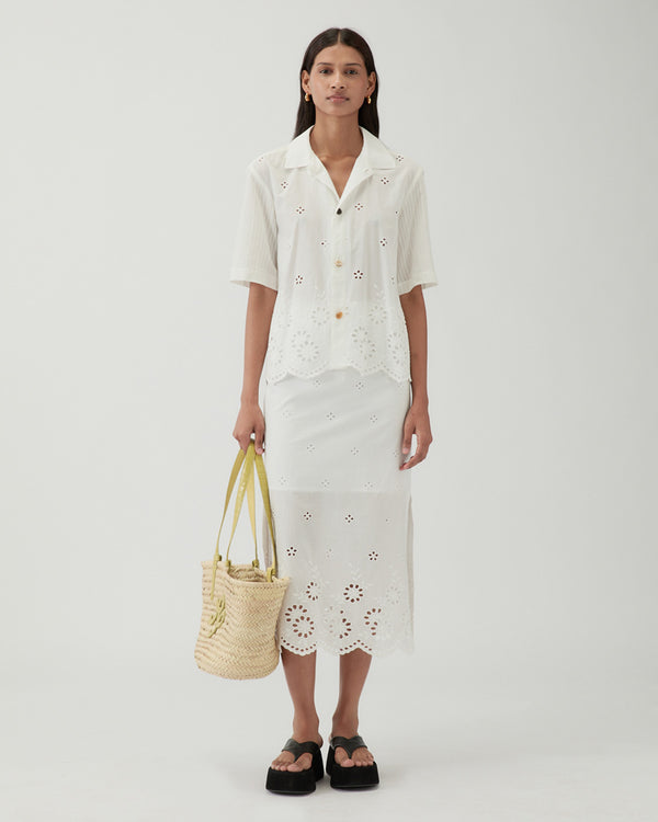 Rejina Pyo Justine Skirt Cotton Embroidery White
