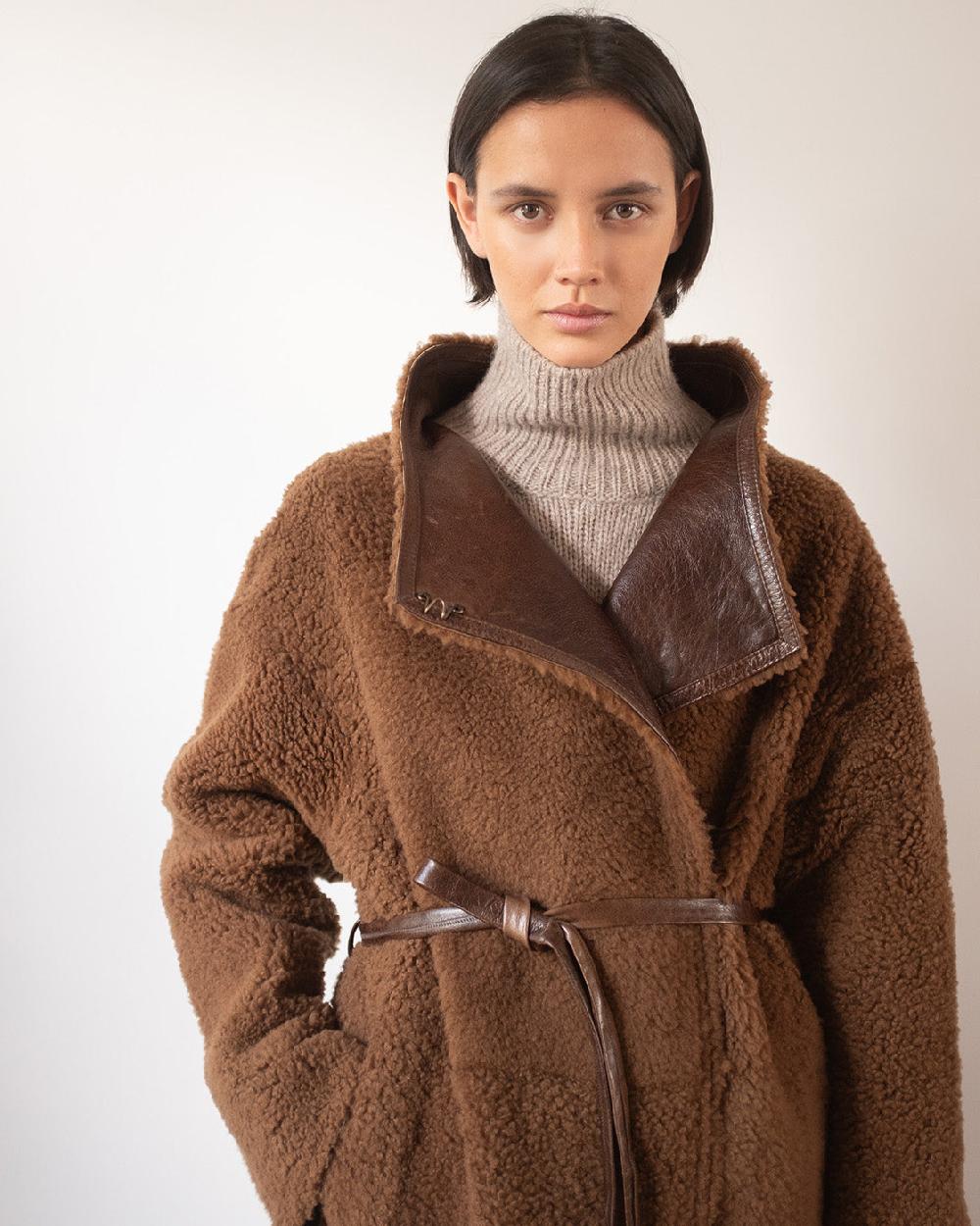 rejina pyo Kayla Coat Shearling Brown