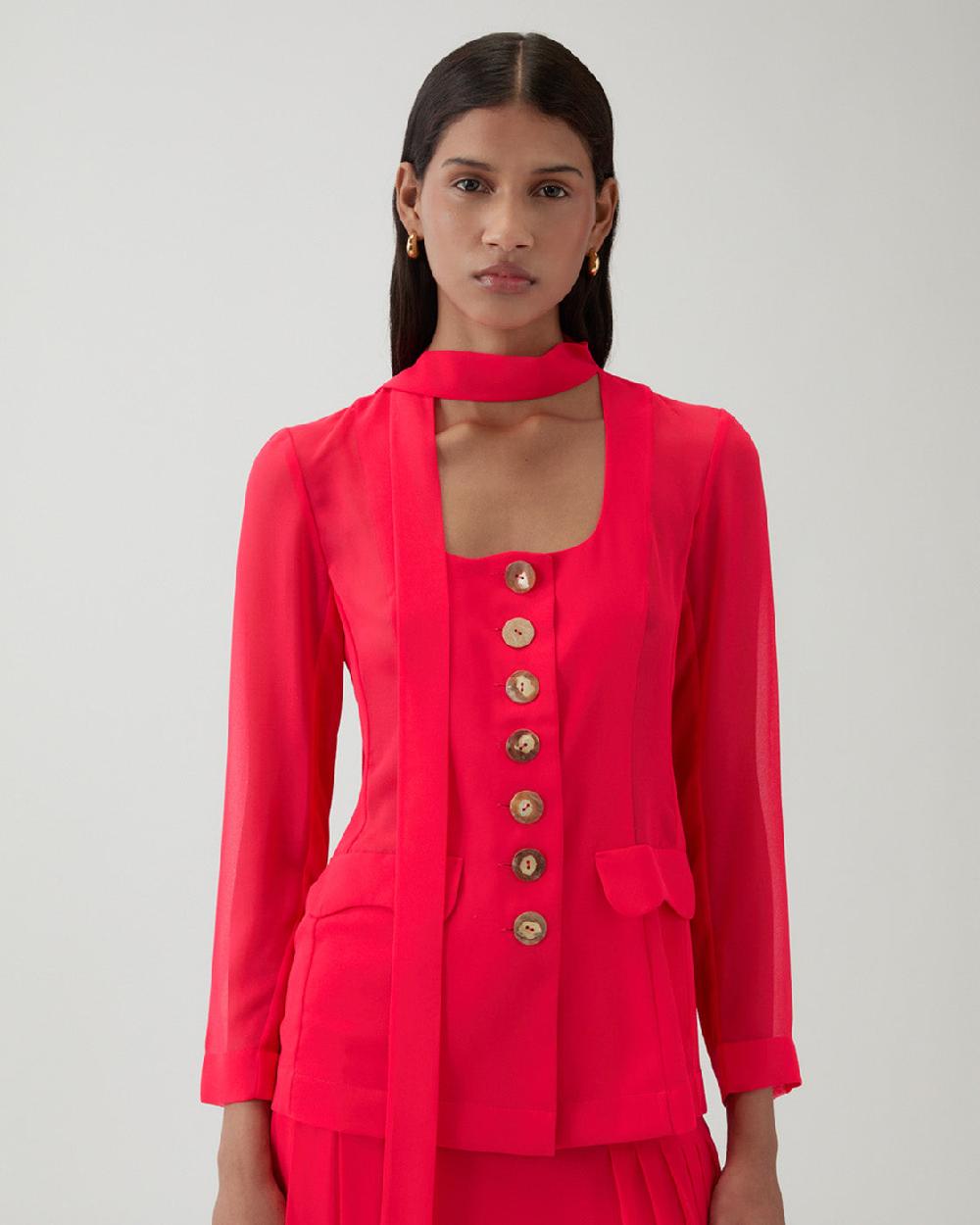 rejina pyo Kekoa Top Chiffon Hot Pink