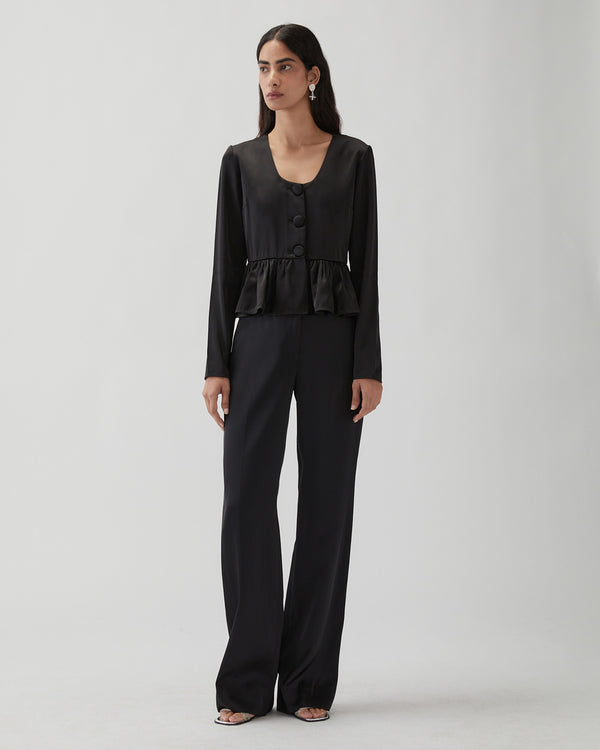 Rejina Pyo Lana Blouse Duchesse Satin Black