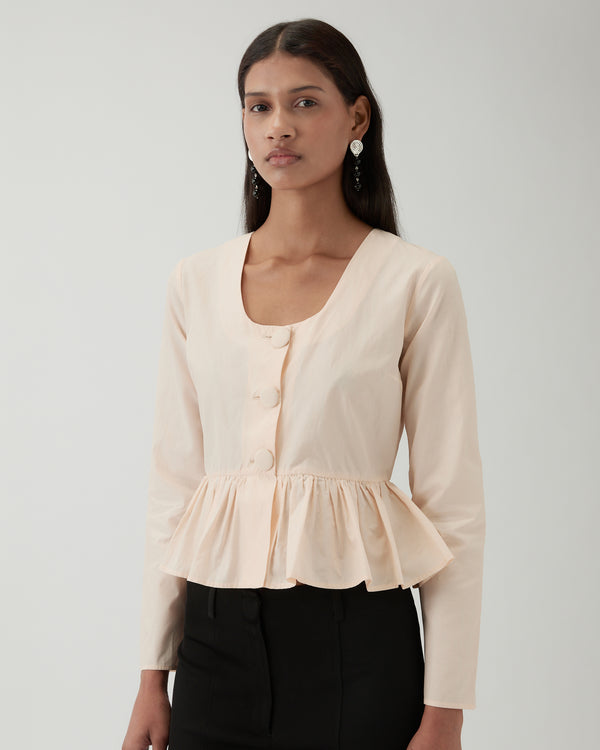 Rejina Pyo Lana Blouse Silk Blend Taffeta Apricot