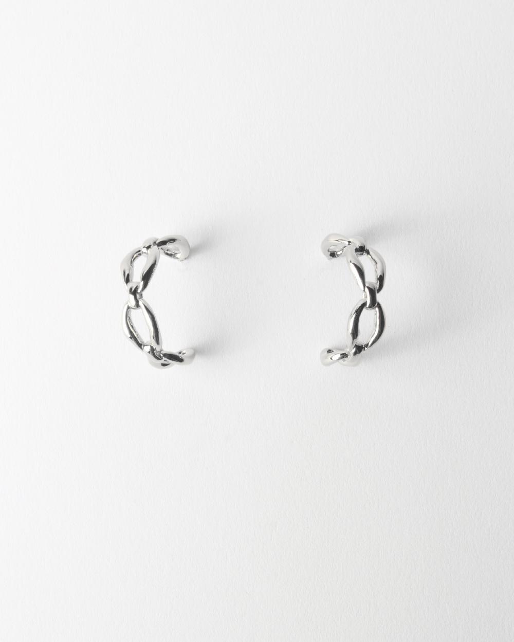 rejina pyo Large Chain Hoops Silver Plated