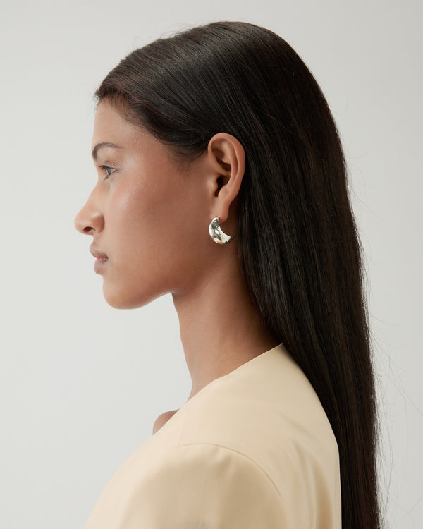 Rejina Pyo Large Moon Hoops Silver Plated