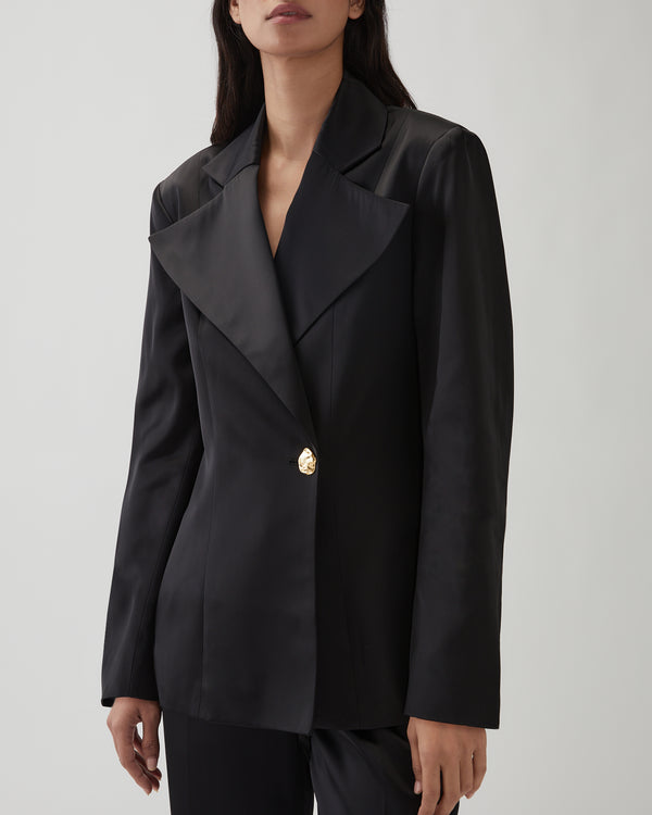 Rejina Pyo Leila Blazer Duchesse Satin Black