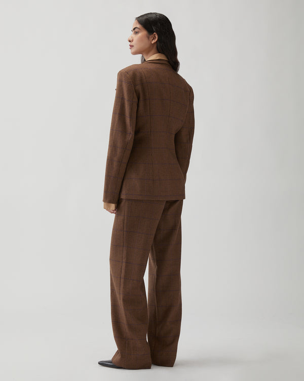 Rejina Pyo Leila Blazer Wool Check Brown