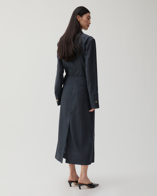 Rejina Pyo Lila Skirt Wool Blend Suiting Slate