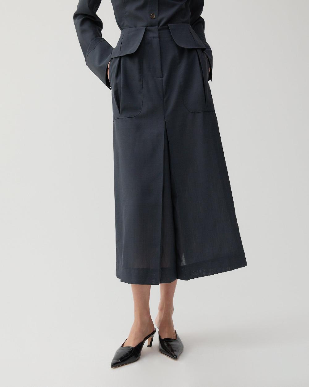 rejina pyo Lila Skirt Wool Blend Suiting Slate