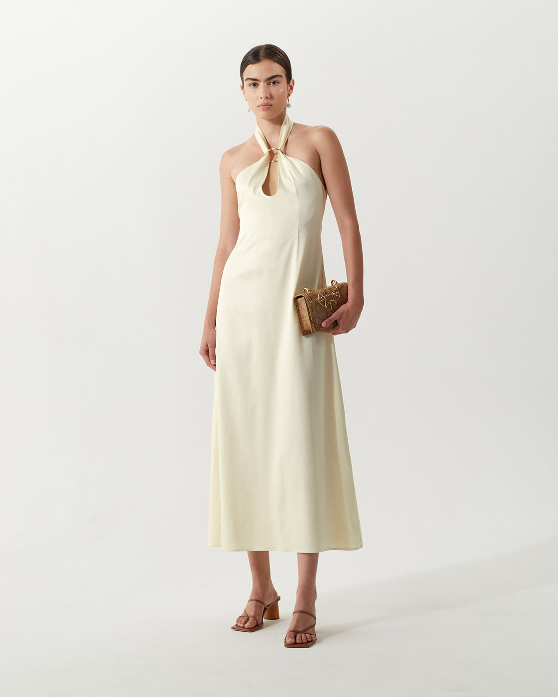 rejina pyo Lily Dress Silk Satin Butter