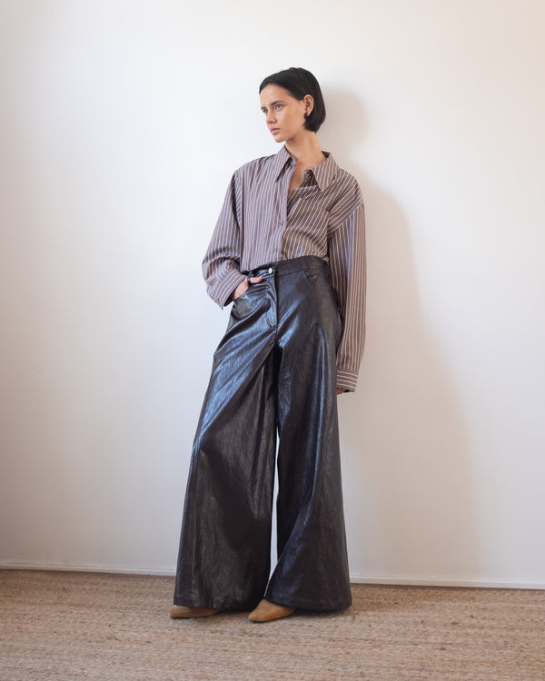 Rejina Pyo Linda Trousers Faux Leather Burgundy