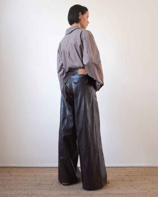 Rejina Pyo Linda Trousers Faux Leather Burgundy