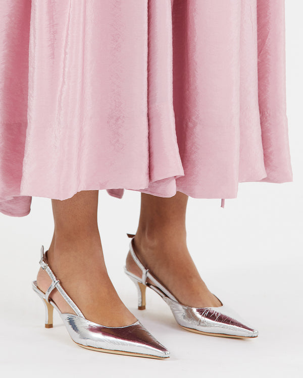 Rejina Pyo Lou Kitten Heels Leather Silver