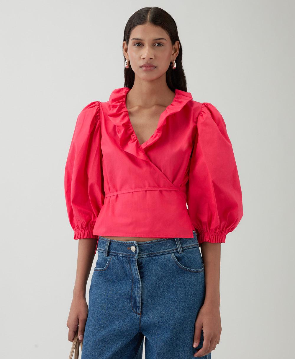 rejina pyo Luna Blouse Organic Cotton Red