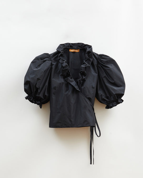 Rejina Pyo Luna Blouse Recycled Blend Taffeta Navy