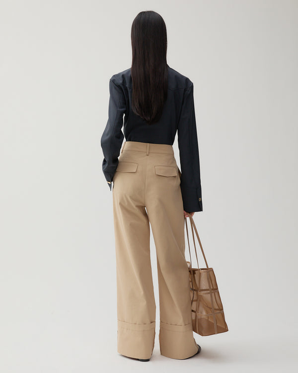 Rejina Pyo Macie Trousers Cotton Blend Tan
