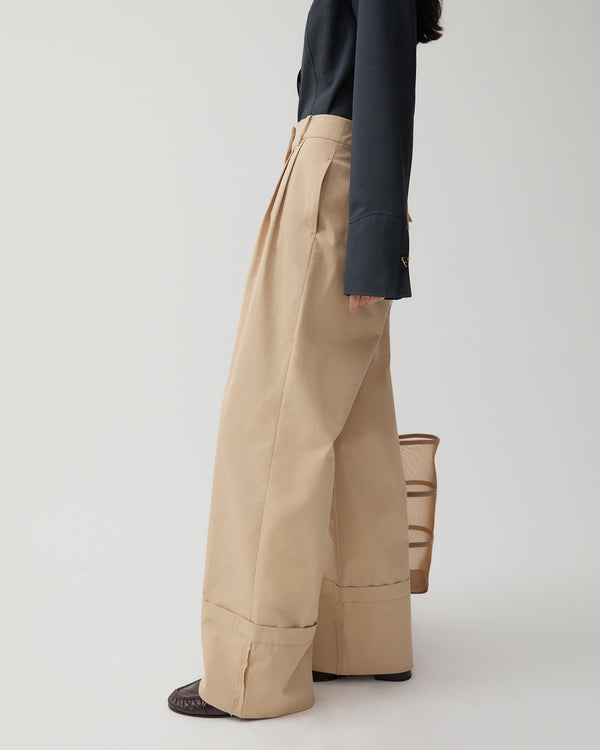 Rejina Pyo Macie Trousers Cotton Blend Tan