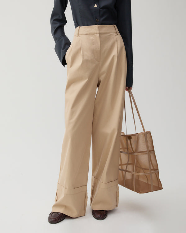 Rejina Pyo Macie Trousers Cotton Blend Tan