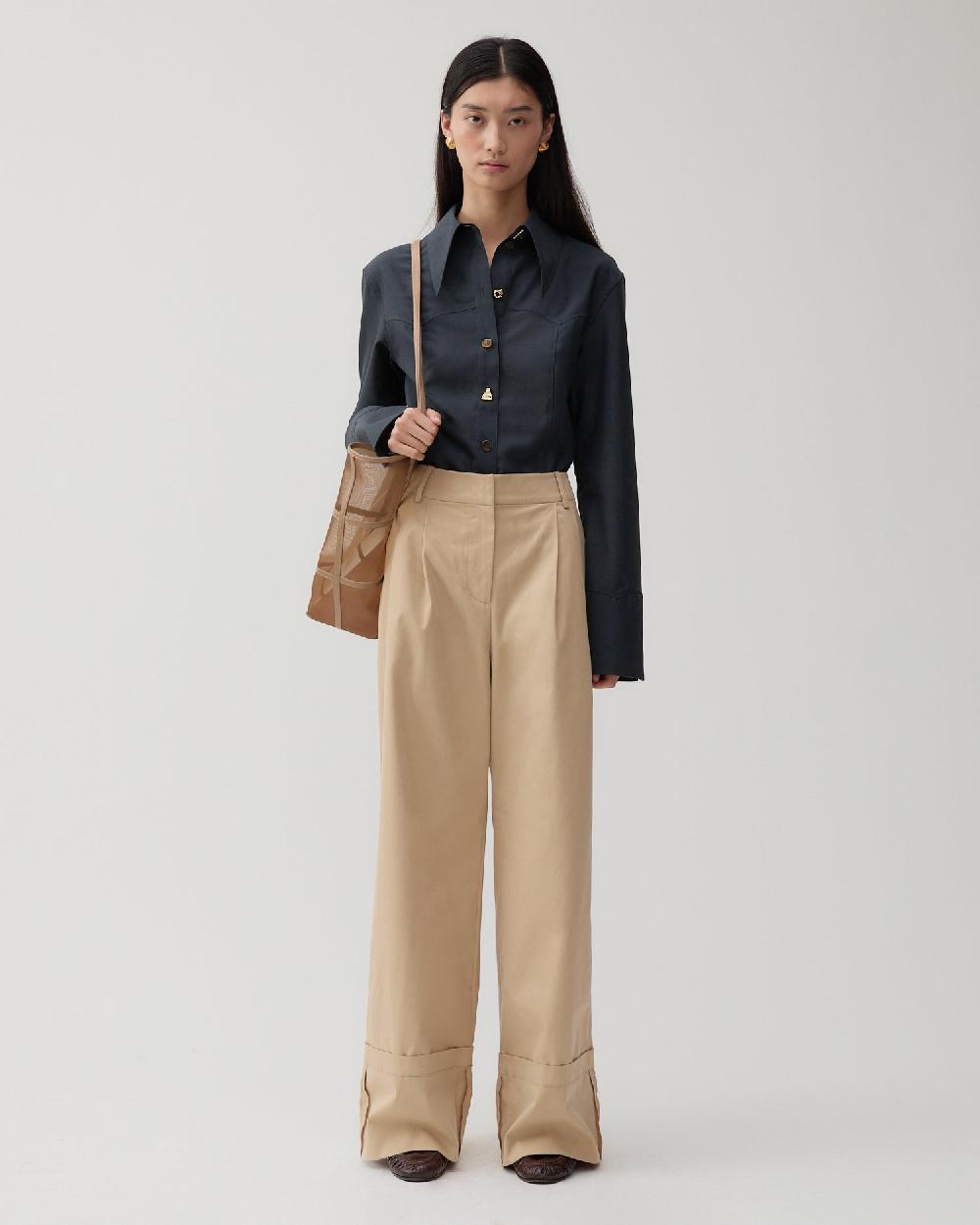 rejina pyo Macie Trousers Cotton Blend Tan