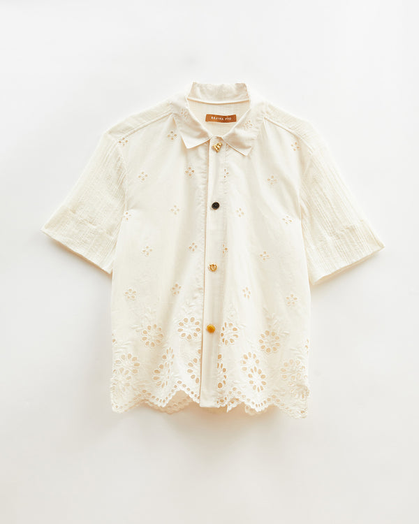 Rejina Pyo Marty Shirt Cotton Embroidery Cream