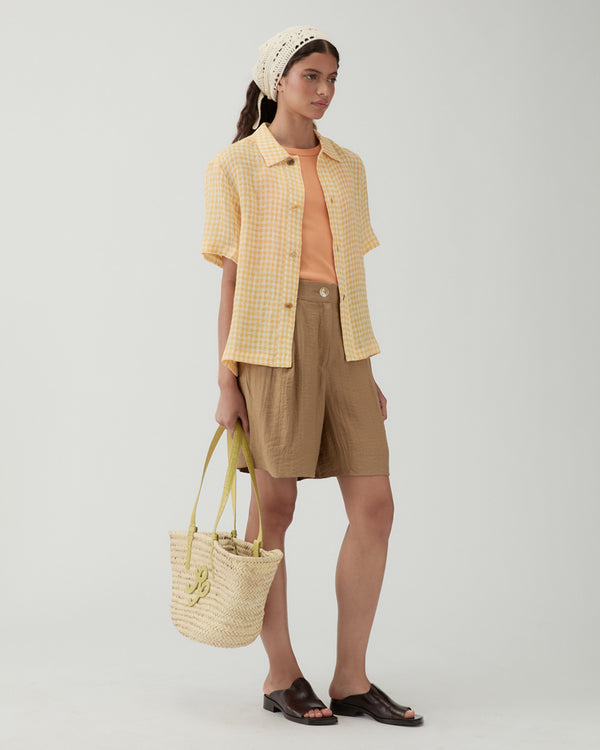 Rejina Pyo Marty Shirt Linen Check Yellow