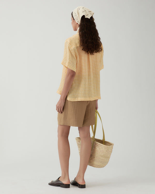 Rejina Pyo Marty Shirt Linen Check Yellow