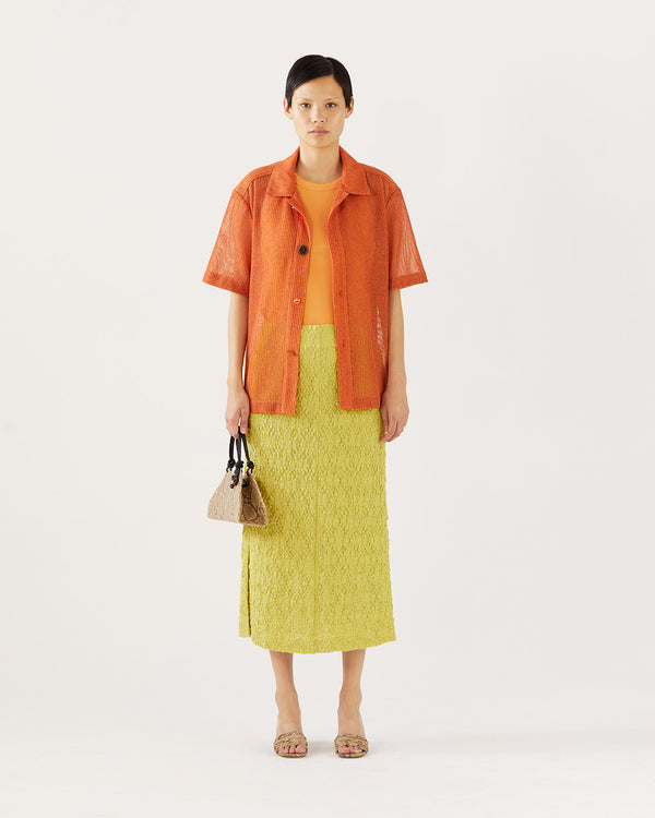 Rejina Pyo Marty Shirt Mesh Stripe Orange