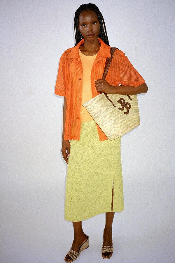 Rejina Pyo Marty Shirt Mesh Stripe Orange