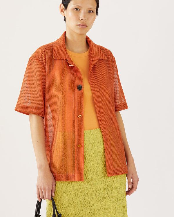 Rejina Pyo Marty Shirt Mesh Stripe Orange