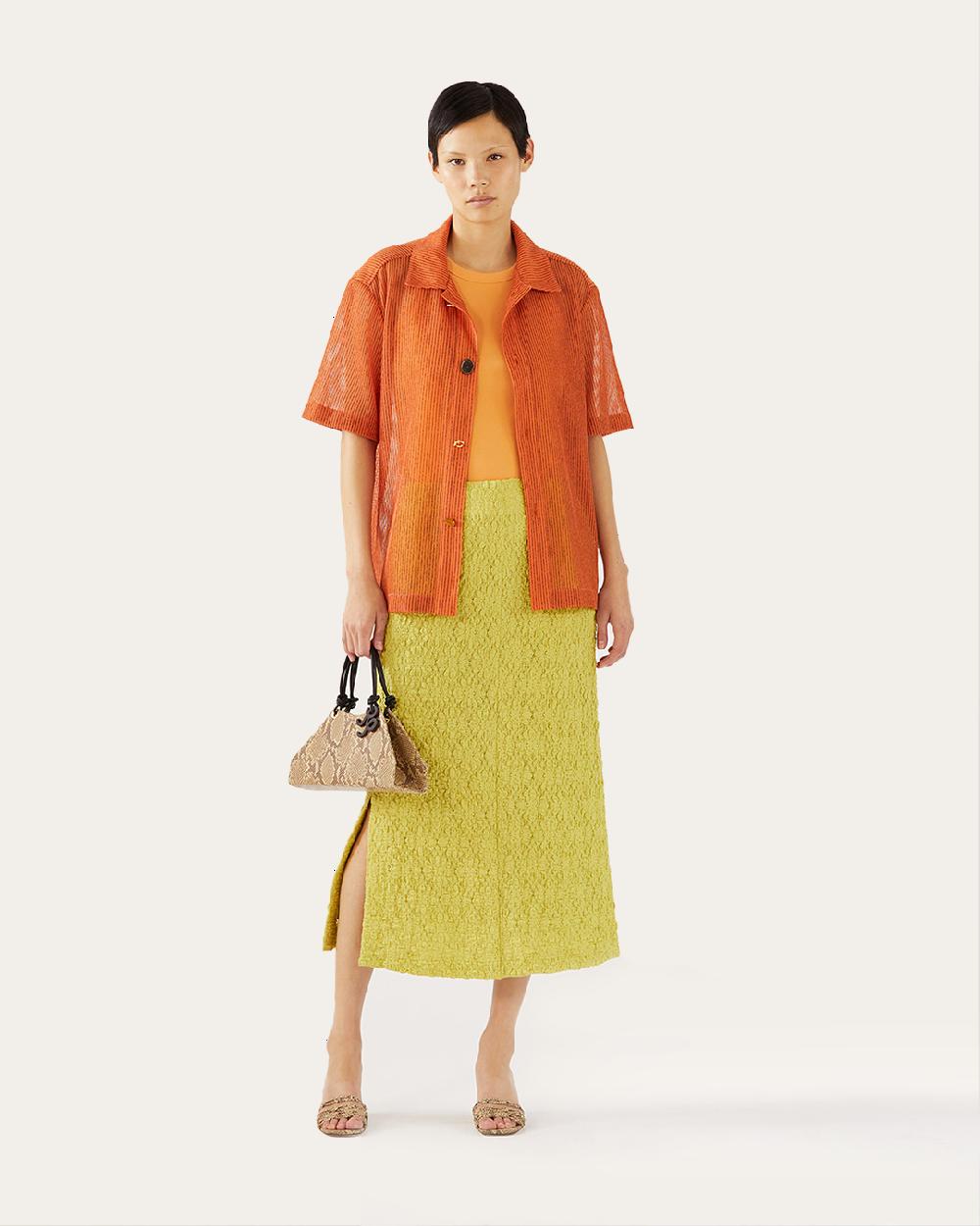 rejina pyo Marty Shirt Mesh Stripe Orange