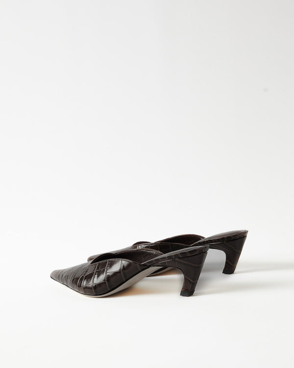Rejina Pyo Mathilde Mule Leather Emboss Croc Black