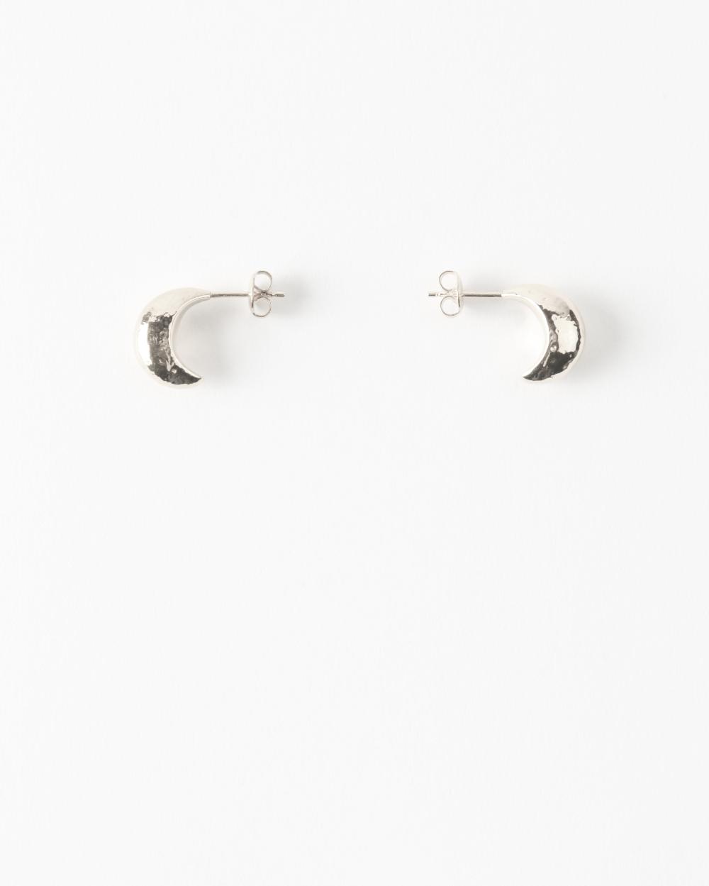 rejina pyo Mini Moon Hoops Silver Plated