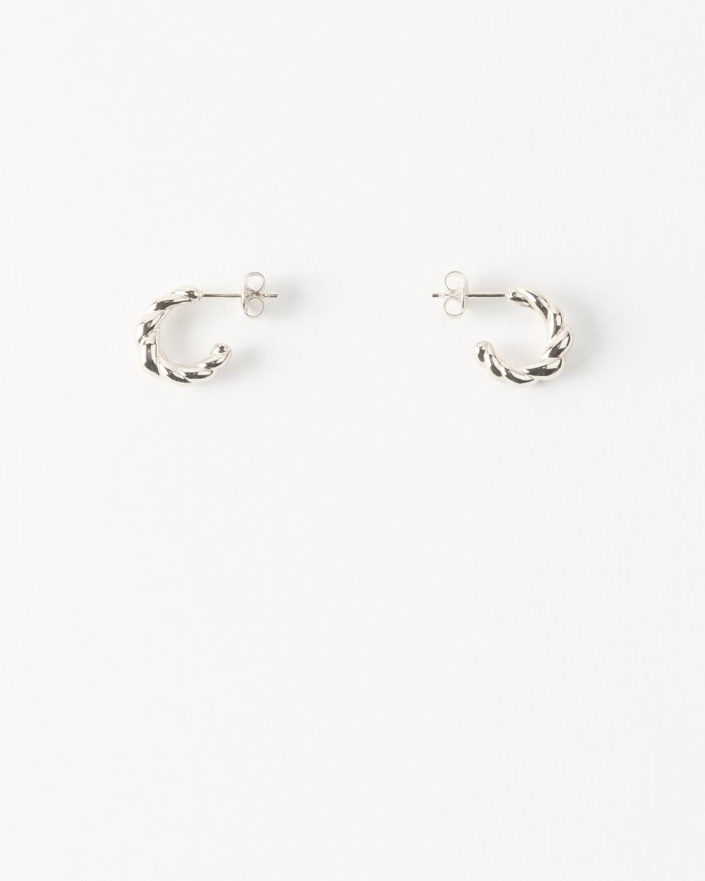 rejina pyo Mini Twirl Hoops Silver Plated