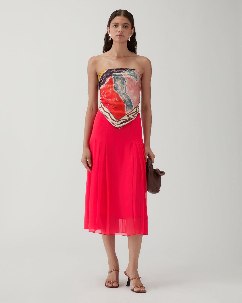 rejina pyo Miwa Skirt Chiffon Hot Pink