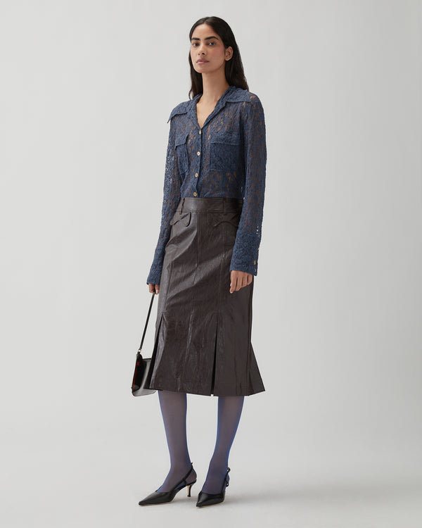 Rejina Pyo Monroe Skirt Faux Leather Burgundy