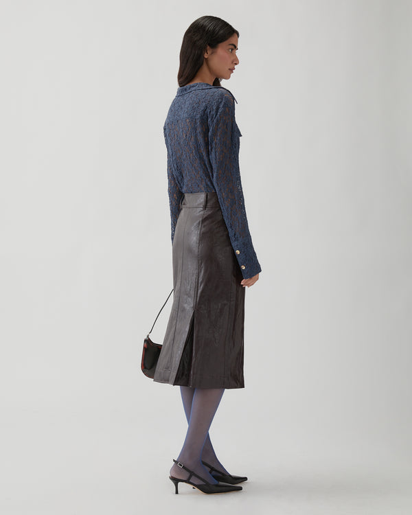 Rejina Pyo Monroe Skirt Faux Leather Burgundy