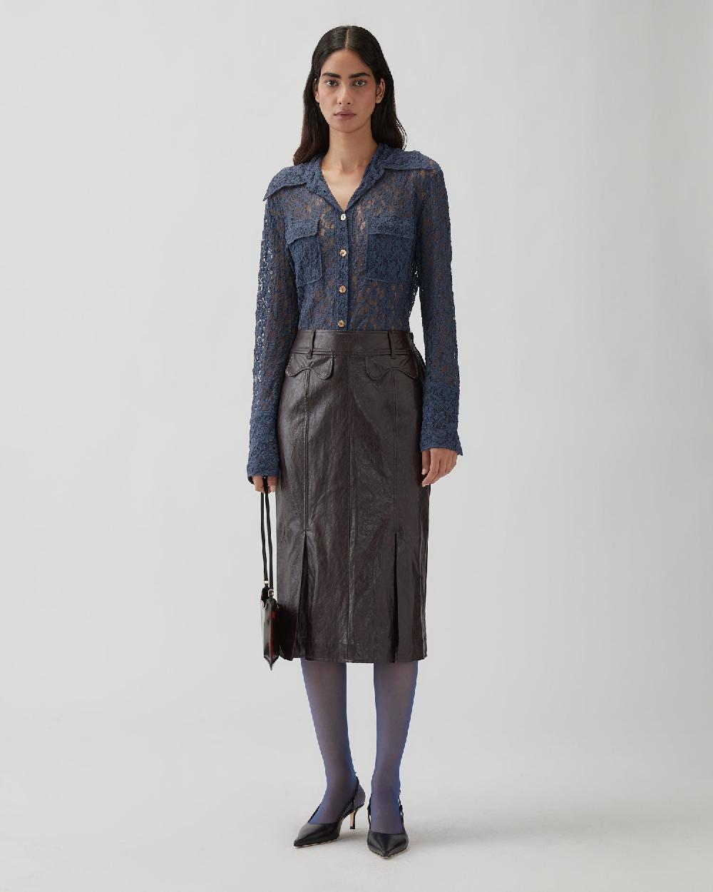 rejina pyo Monroe Skirt Faux Leather Burgundy