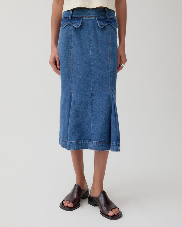Rejina Pyo Monroe Skirt Organic Cotton Denim Blue